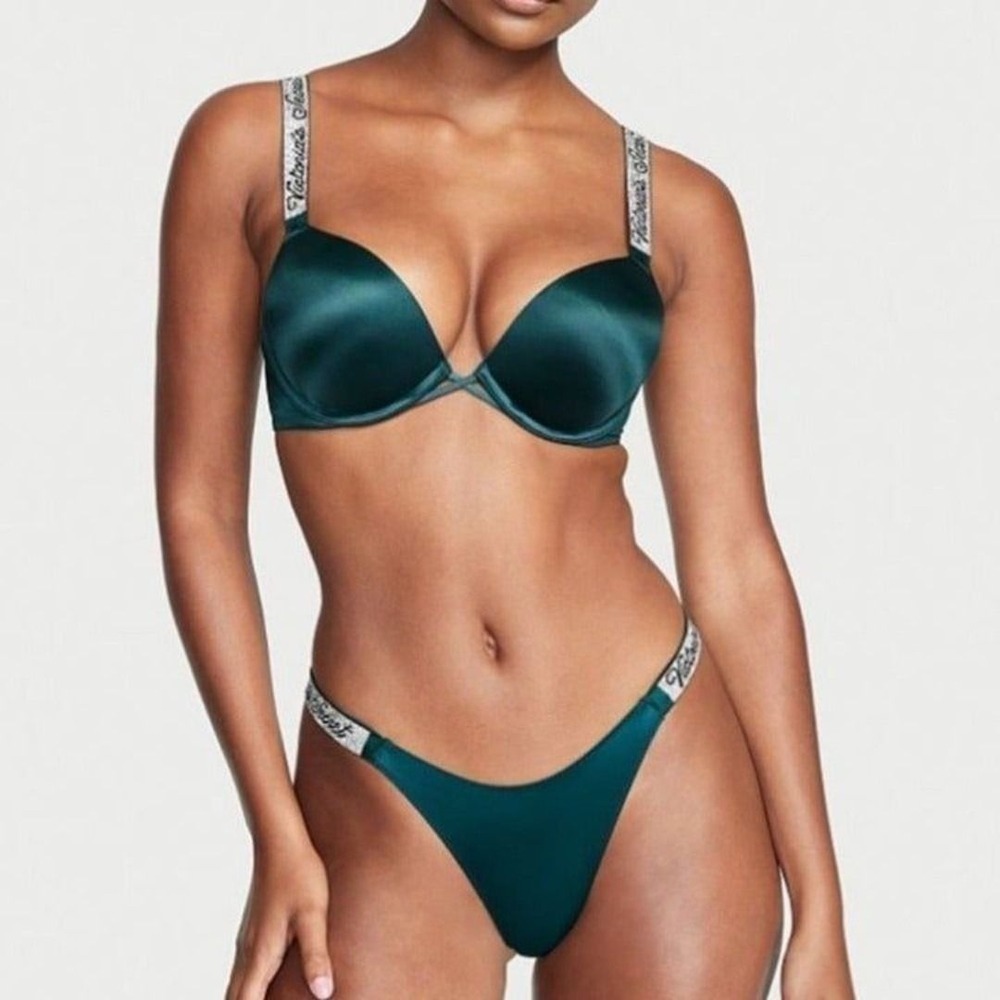 2 Pc Set 32A Bombshell Bra + Small Panty Victoria's Secret Miraculous PushUp New